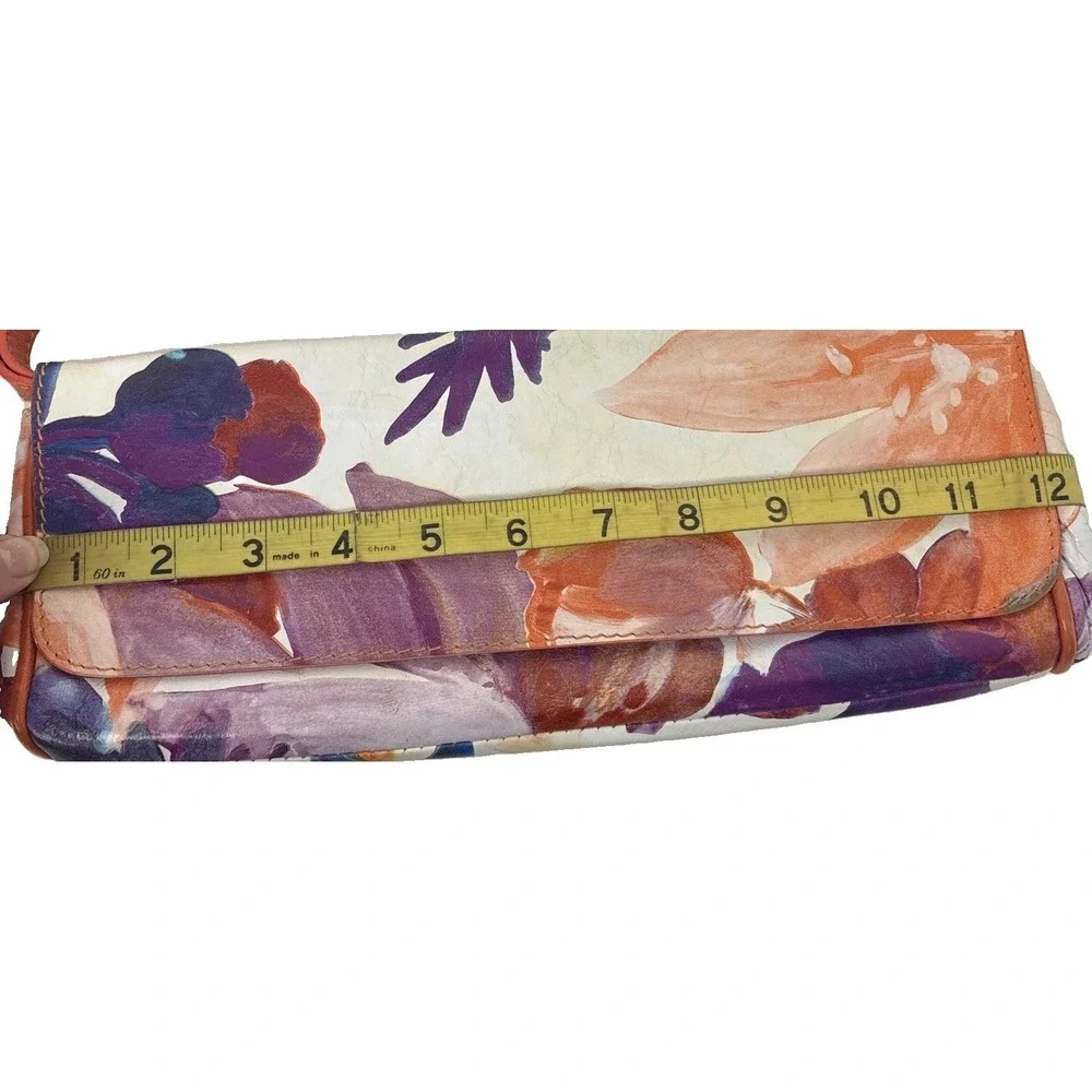 Maurizio Taiuti Clutch Leather Bag Floral Watercolor Wearable Art Italy